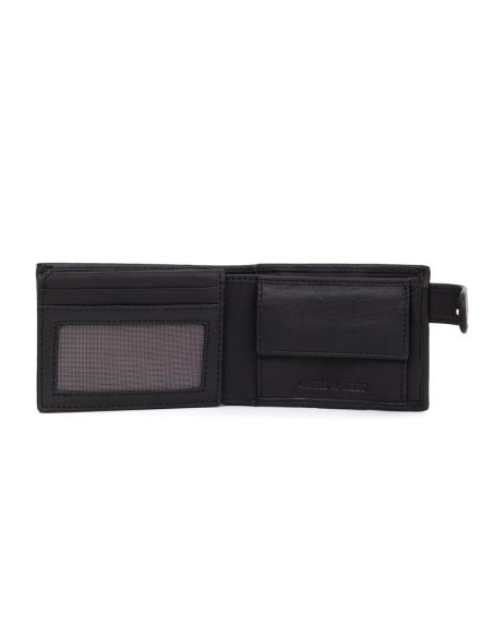 Cartera de piel cosido artesano color negro