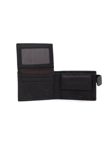 Cartera de piel cosido artesano color negro