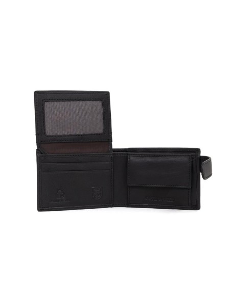 Cartera de piel cosido artesano color negro