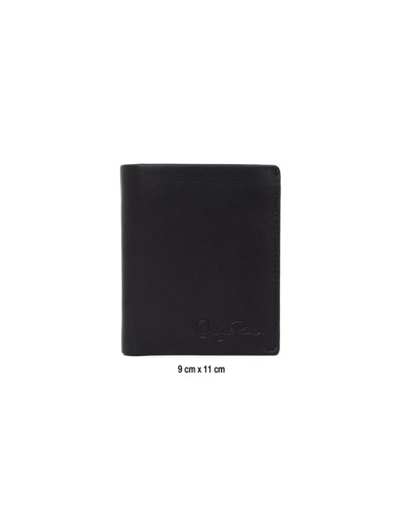 Cartera de piel cosido artesano color negro