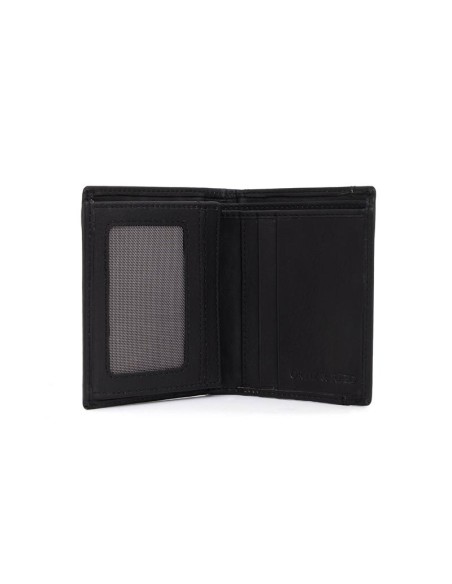 Cartera de piel cosido artesano color negro