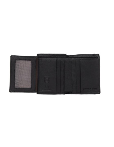 Cartera de piel cosido artesano color negro