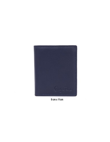 Cartera de piel cosido artesano color azul