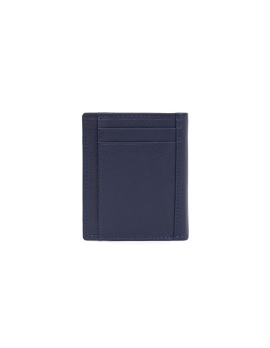 Cartera de piel cosido artesano color azul