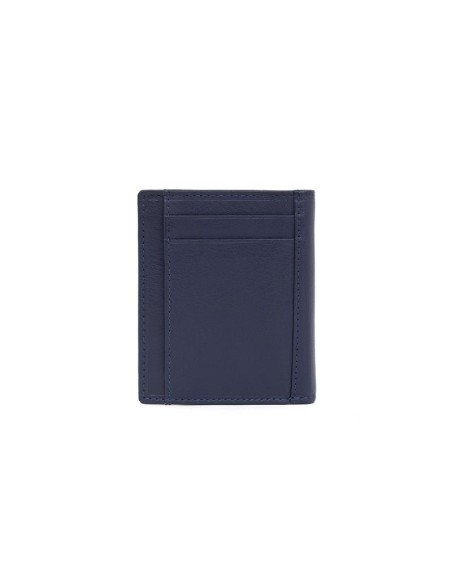 Cartera de piel cosido artesano color azul