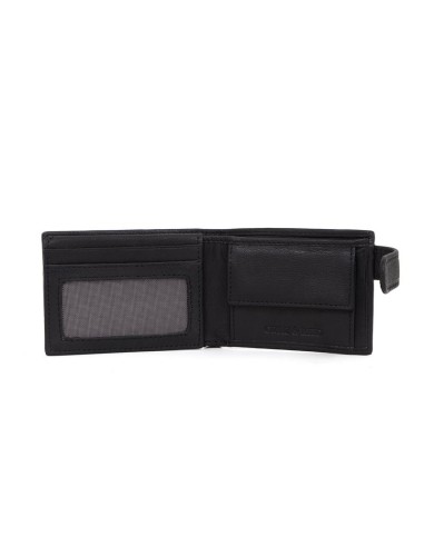 Cartera de piel cosido artesano color negro