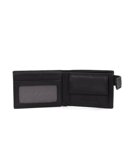 Cartera de piel cosido artesano color negro