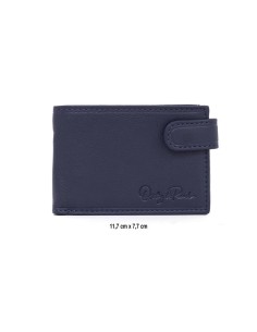 Cartera de piel cosido artesano color azul 2