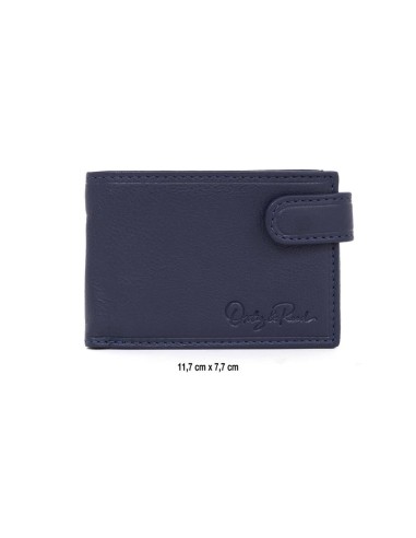 Cartera de piel cosido artesano color azul