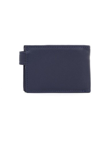 Cartera de piel cosido artesano color azul