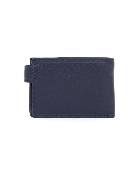 Cartera de piel cosido artesano color azul