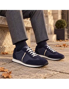 Blue suede sneakers