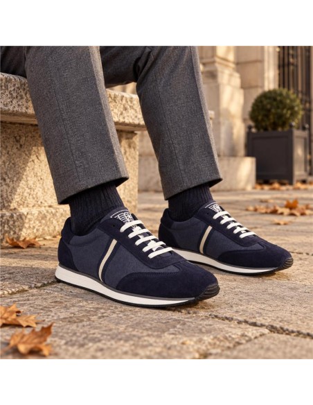 Blue suede sneakers