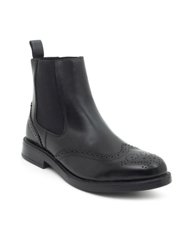 Botines Chelsea de piel acabado a mano color negro