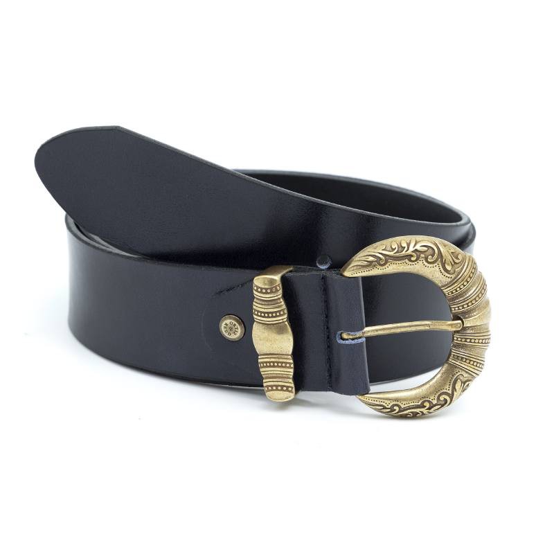 blue leather women's belt WB-SHELL-MARINO