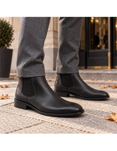 Botines Chelsea de piel acabado a mano color negro
