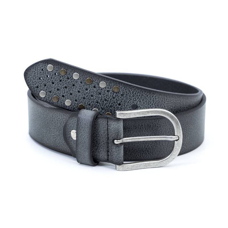 grey leather women's belt WB-WAXY-ANTRACITE