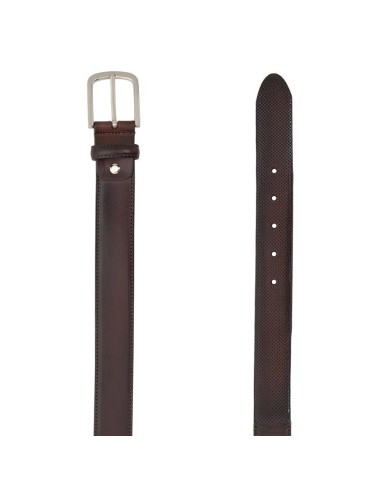 Cinturón de piel picado color cuero