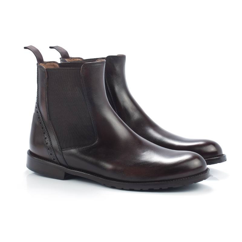 brown leather women's ankle boots W-CALISMIL-MARRON