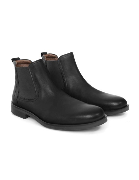 Botines Chelsea de piel con elástico lateral color negro