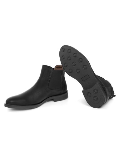 Botines Chelsea de piel con elástico lateral color negro