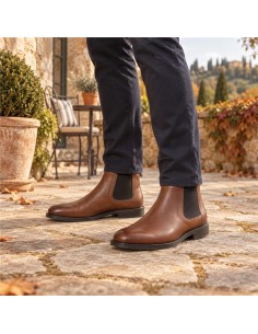 Botines Chelsea de piel difuminado color cuero