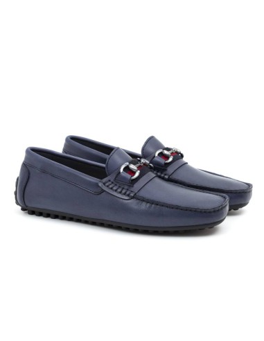 Mocasín de piel con hebilla color azul BELIPO-NAVY