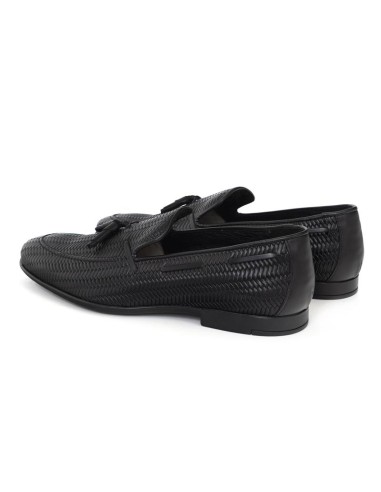 Black leather moccasin