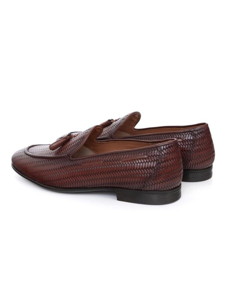 Brown leather moccasin