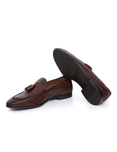 Brown leather moccasin