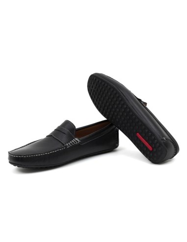 Black leather moccasin