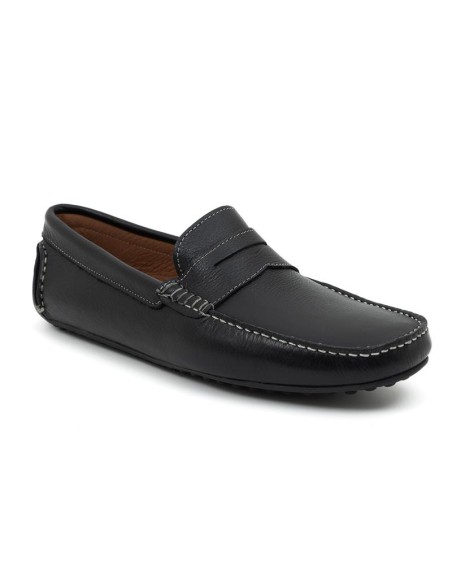 Black leather moccasin