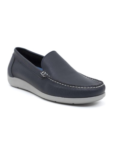 Blue leather boat shoe