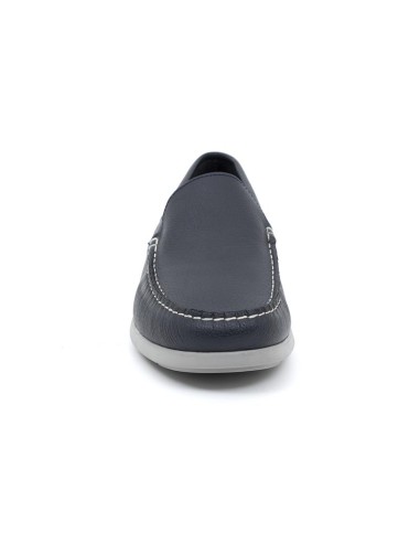 Blue leather boat shoe