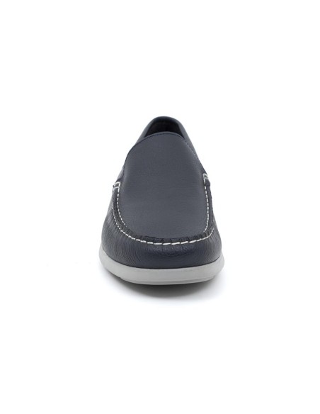 Blue leather boat shoe