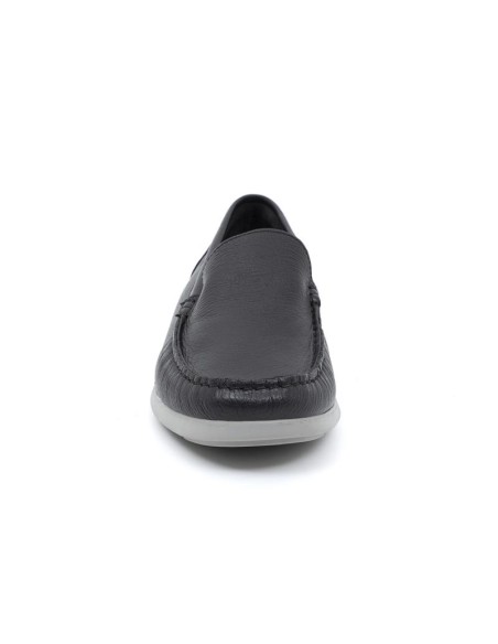 Black leather boat shoe