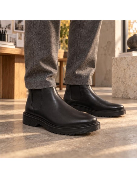 bottines chelsea de peau le noir BERNAL-NEGRO