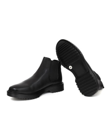 Black leather chelsea boots