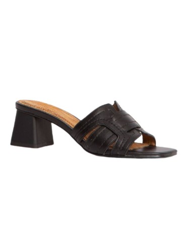 Sandalias de mujer liso con corte simétrico color negro W-CASANDRA-NEGRO