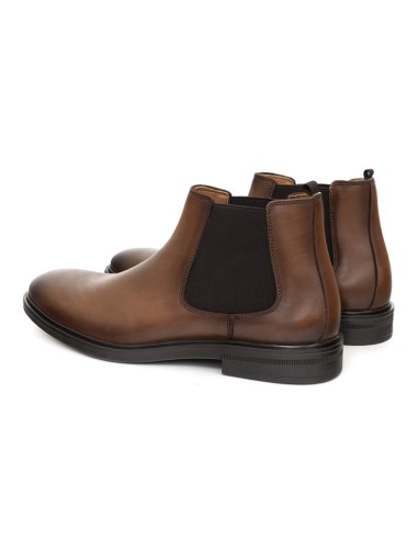 Botines Chelsea de piel con elástico lateral color cuero