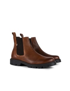 Botines Chelsea de piel con elástico lateral color cuero 2