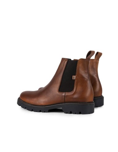 Botines Chelsea de piel con elástico lateral color cuero