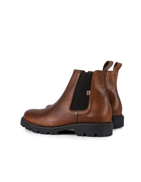 Botines Chelsea de piel con elástico lateral color cuero