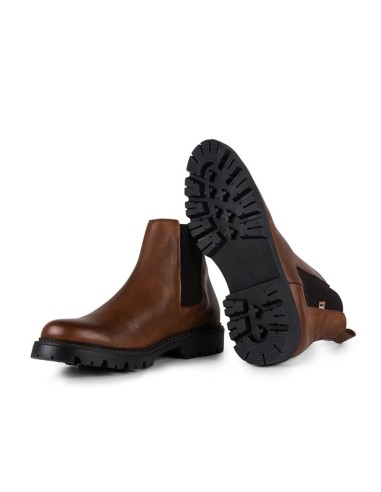 Botines Chelsea de piel con elástico lateral color cuero