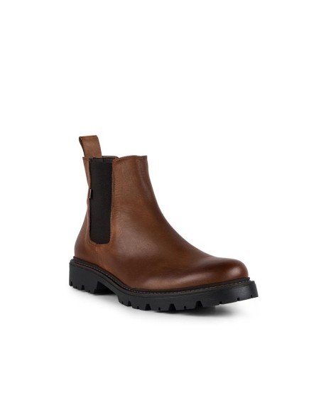 Botines Chelsea de piel con elástico lateral color cuero