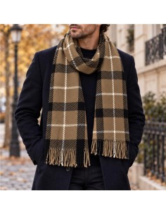 Brown Squared men's scarf