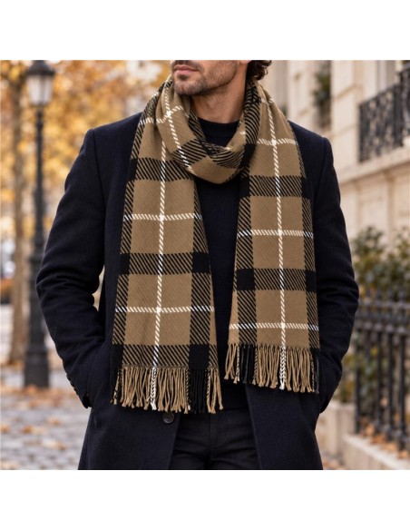 Brown Squared men's scarf