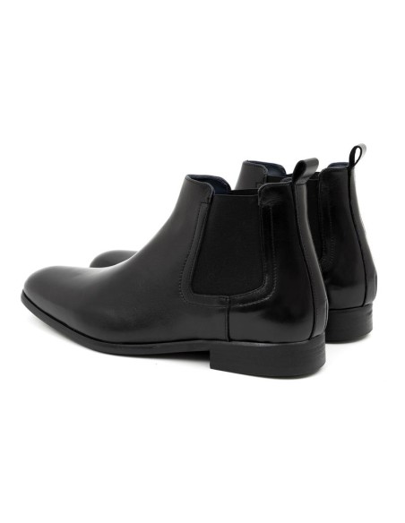 Botines Chelsea de piel con elástico lateral color negro