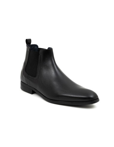 Botines Chelsea de piel con elástico lateral color negro