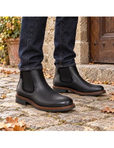 Botines Chelsea de piel con elástico lateral color negro